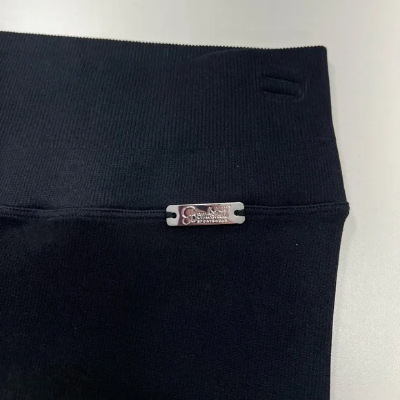 Bombshell Sportswear Ribbed Seamless Leggings Black Silver Logo Size XS NEW - Picture 13 of 15